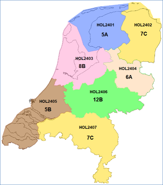 Overzicht Nederland met indeling DAB + allotments